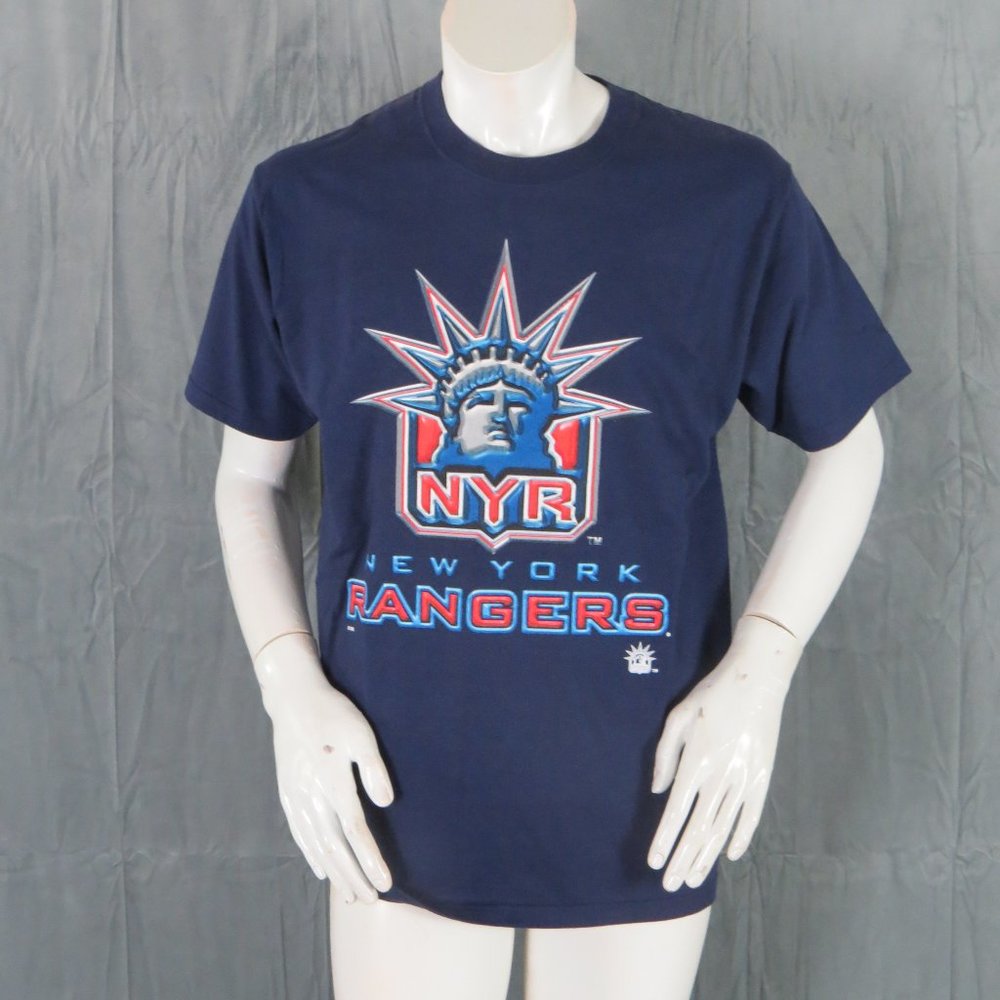 New York Rangers Shirt (VTG) - Lady Liberty Logo by Pro Player - Men's Medium
